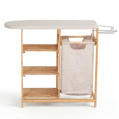 Artiss Laundry Basket Hamper with Ironing Board Bamboo LBH-B-BATH-BAM-GY