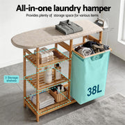Artiss Laundry Basket Hamper with Ironing Board Bamboo LBH-B-BATH-BAM-GY