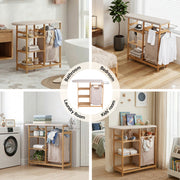 Artiss Laundry Basket Hamper with Ironing Board Bamboo LBH-B-BATH-BAM-GY