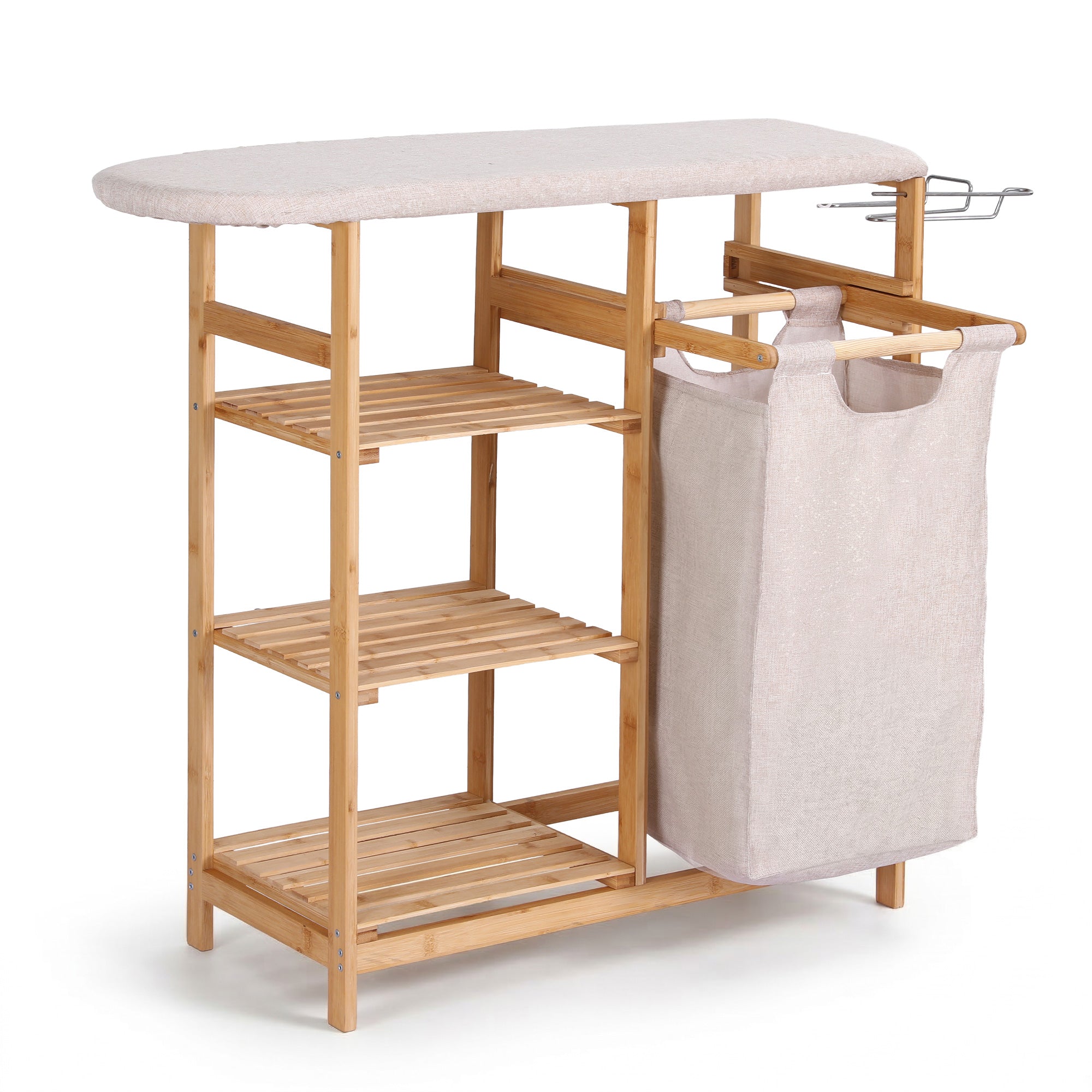 Artiss Laundry Basket Hamper with Ironing Board Bamboo LBH-B-BATH-BAM-GY
