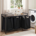 Artiss Laundry Basket with 3 Pull-out Bags Metal Frame Black LBH-BATH-3B-BK