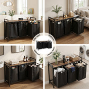 Artiss Laundry Basket with 3 Pull-out Bags Metal Frame Black LBH-BATH-3B-BK