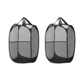 Artiss 2X Laundry Basket Hamper Foldable Black LBH-DOU-NET-BK