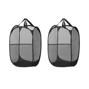 Artiss 2X Laundry Basket Hamper Foldable Black LBH-DOU-NET-BK