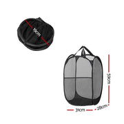 Artiss 2X Laundry Basket Hamper Foldable Black LBH-DOU-NET-BK