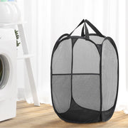 Artiss 2X Laundry Basket Hamper Foldable Black LBH-DOU-NET-BK