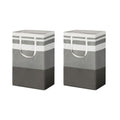 Artiss 2X Laundry Basket Hamper Foldable White Grey LBH-DOU-SQ-GYWH