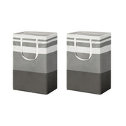 Artiss 2X Laundry Basket Hamper Foldable White Grey LBH-DOU-SQ-GYWH