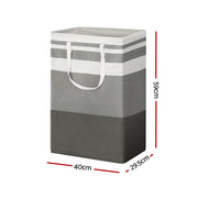 Artiss 2X Laundry Basket Hamper Foldable White Grey LBH-DOU-SQ-GYWH