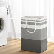 Artiss 2X Laundry Basket Hamper Foldable White Grey LBH-DOU-SQ-GYWH