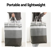 Artiss 2X Laundry Basket Hamper Foldable White Grey LBH-DOU-SQ-GYWH
