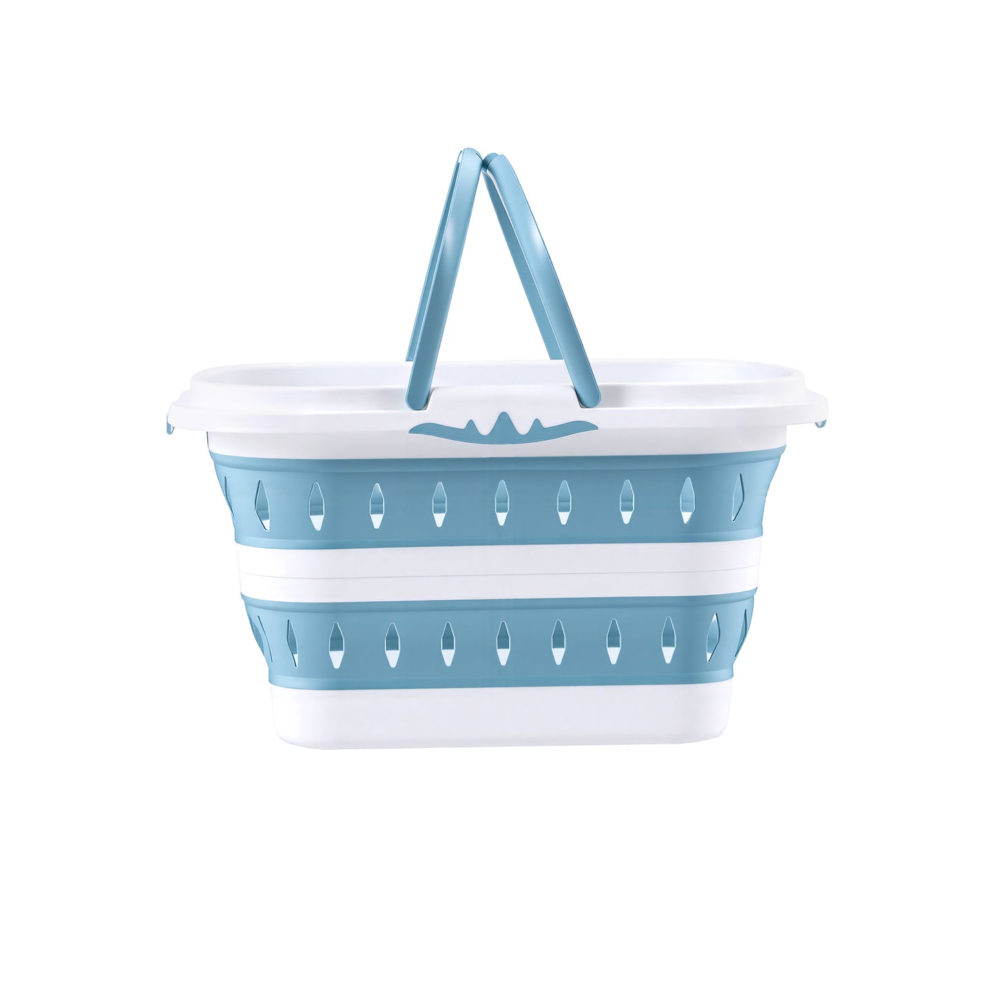 Artiss Laundry Basket Hamper Large Foldable Washing Clothes Storage Organiser Blue LBH-FD-BLWH
