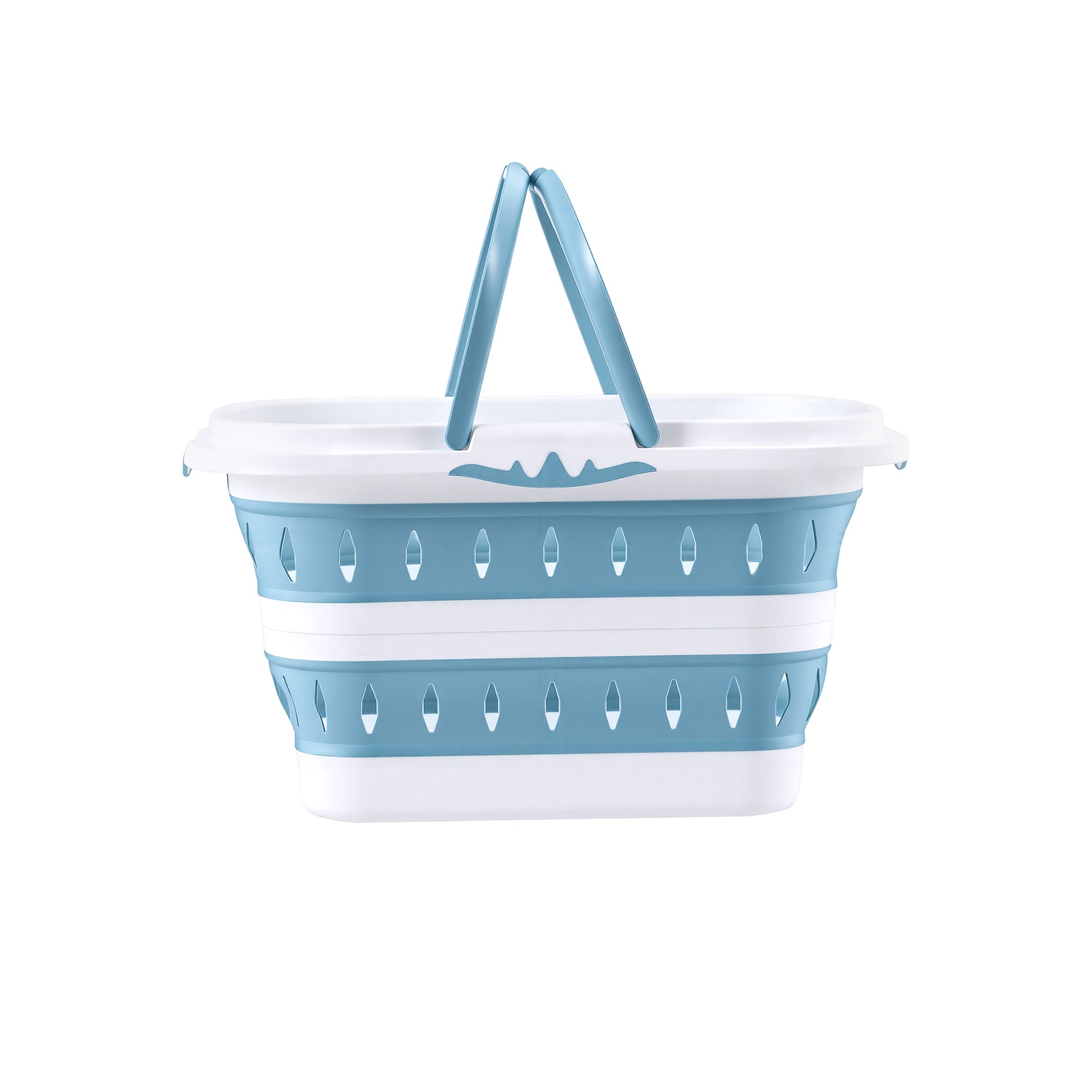 Artiss Laundry Basket Hamper Large Foldable Washing Clothes Storage Organiser Blue LBH-FD-BLWH