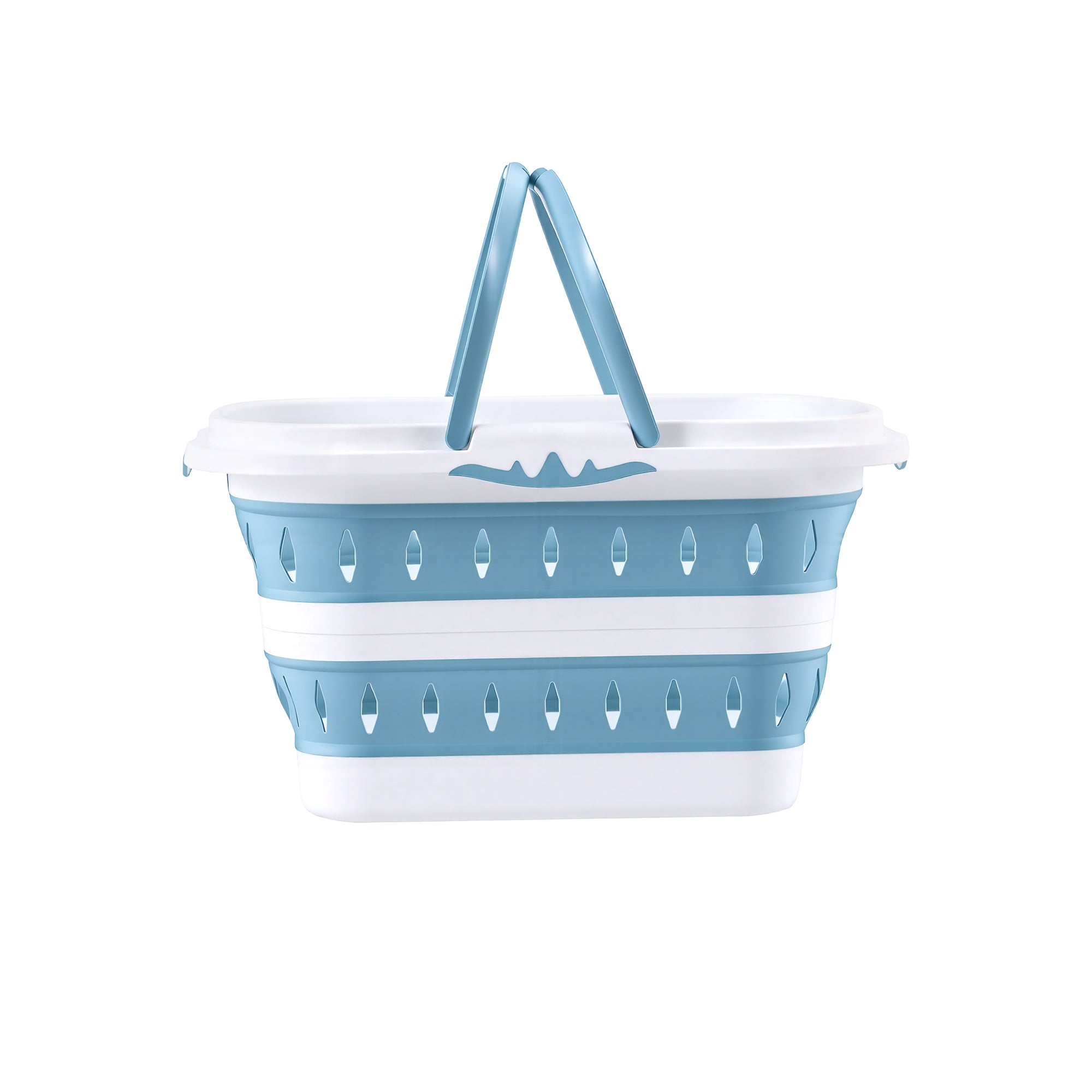 Artiss Laundry Basket Hamper Large Foldable Washing Clothes Storage Organiser Blue LBH-FD-BLWH