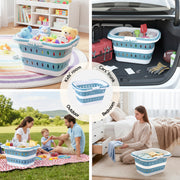 Artiss Laundry Basket Hamper Large Foldable Washing Clothes Storage Organiser Blue LBH-FD-BLWH