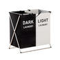Artiss Laundry Basket Hamper Large Foldable Washing Clothes Storage 2 Sections LBH-FD-BW-2