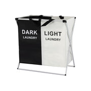 Artiss Laundry Basket Hamper Large Foldable Washing Clothes Storage 2 Sections LBH-FD-BW-2