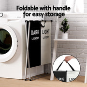 Artiss Laundry Basket Hamper Large Foldable Washing Clothes Storage 2 Sections LBH-FD-BW-2