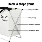 Artiss Laundry Basket Hamper Large Foldable Washing Clothes Storage 2 Sections LBH-FD-BW-2