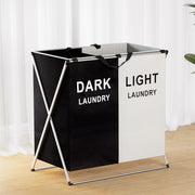 Artiss Laundry Basket Hamper Large Foldable Washing Clothes Storage 2 Sections LBH-FD-BW-2