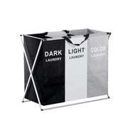 Artiss Laundry Basket Hamper Large Foldable Washing Clothes Storage 3 Sections LBH-FD-BWG-3