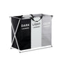 Artiss Laundry Basket Hamper Large Foldable Washing Clothes Storage 3 Sections LBH-FD-BWG-3