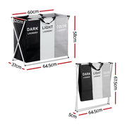Artiss Laundry Basket Hamper Large Foldable Washing Clothes Storage 3 Sections LBH-FD-BWG-3