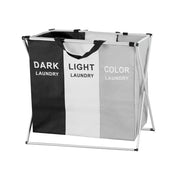 Artiss Laundry Basket Hamper Large Foldable Washing Clothes Storage 3 Sections LBH-FD-BWG-3