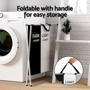 Artiss Laundry Basket Hamper Large Foldable Washing Clothes Storage 3 Sections LBH-FD-BWG-3