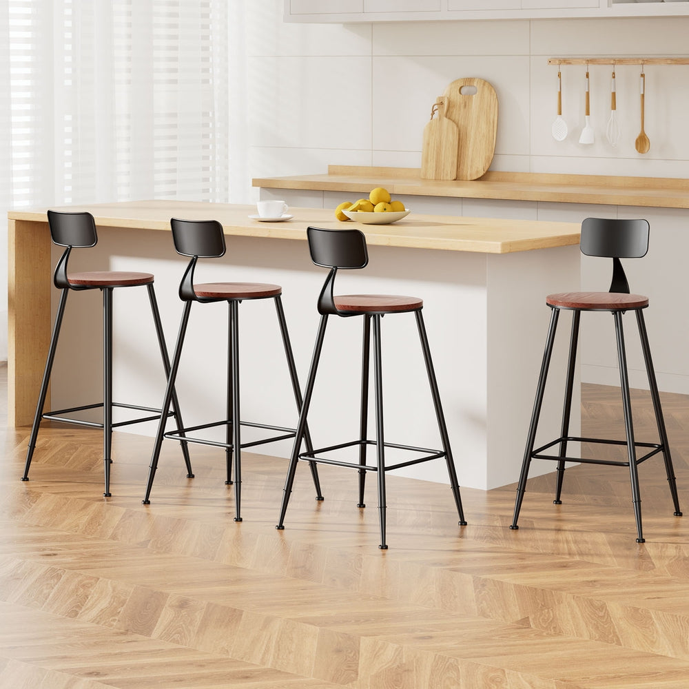 Artiss 4x Bar Stools Vintage Metal Chairs LC-BAR-CHR-ALEX-WALX4