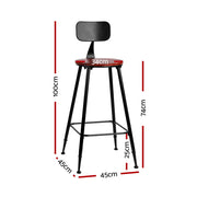 Artiss 4x Bar Stools Vintage Metal Chairs LC-BAR-CHR-ALEX-WALX4