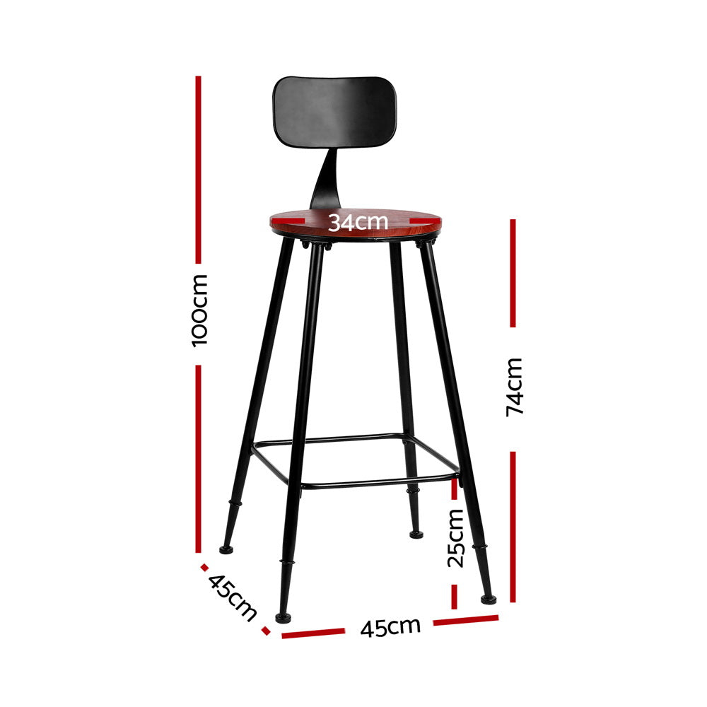 Artiss 4x Bar Stools Vintage Metal Chairs LC-BAR-CHR-ALEX-WALX4