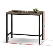 Artiss Vintage Industrial High Bar Table for Stool Kitchen Cafe Desk Dark Brown LC-BAR-TAB-ALEX-DARK-BR