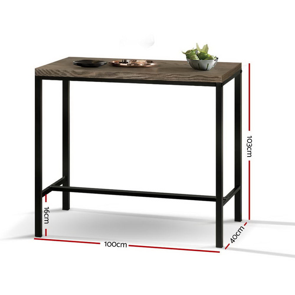 Artiss Vintage Industrial High Bar Table for Stool Kitchen Cafe Desk Dark Brown LC-BAR-TAB-ALEX-DARK-BR