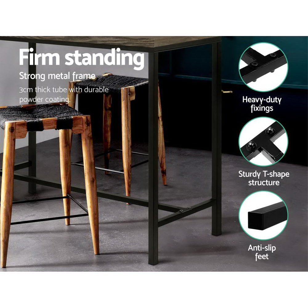Artiss Vintage Industrial High Bar Table for Stool Kitchen Cafe Desk Dark Brown LC-BAR-TAB-ALEX-DARK-BR