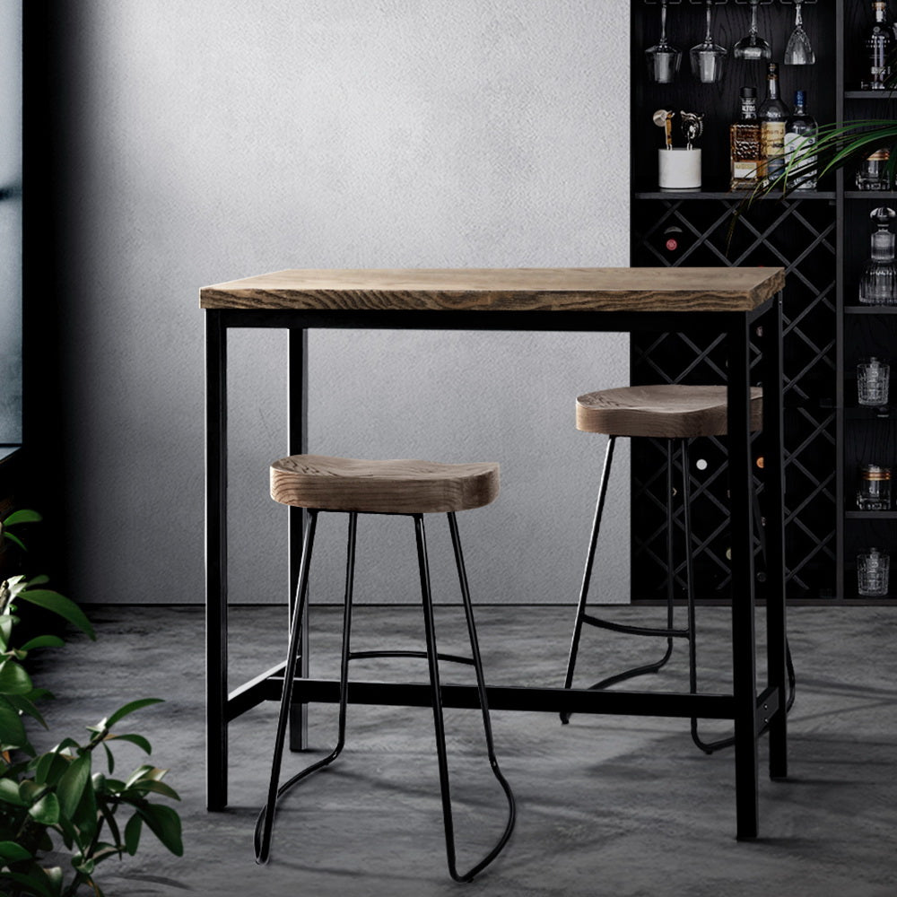 Artiss Vintage Industrial High Bar Table for Stool Kitchen Cafe Desk Dark Brown LC-BAR-TAB-ALEX-DARK-BR