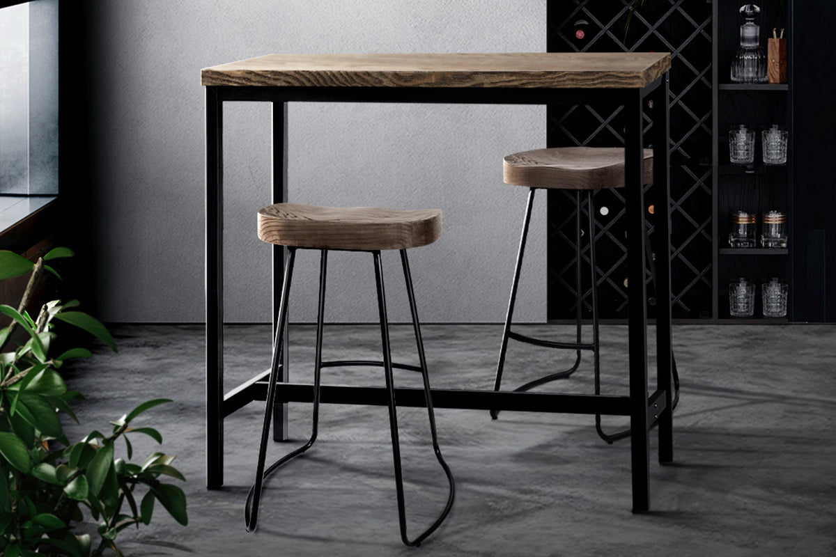Artiss Vintage Industrial High Bar Table for Stool Kitchen Cafe Desk Dark Brown LC-BAR-TAB-ALEX-DARK-BR