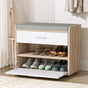 Artiss Shoe Rack Cabinet Bench 8 Pairs White Niva LC-FURNI-BEN01-WDWH