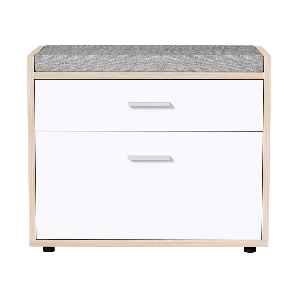 Artiss Shoe Rack Cabinet Bench 8 Pairs White Niva LC-FURNI-BEN01-WDWH