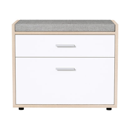 Artiss Shoe Rack Cabinet Bench 8 Pairs White Niva LC-FURNI-BEN01-WDWH