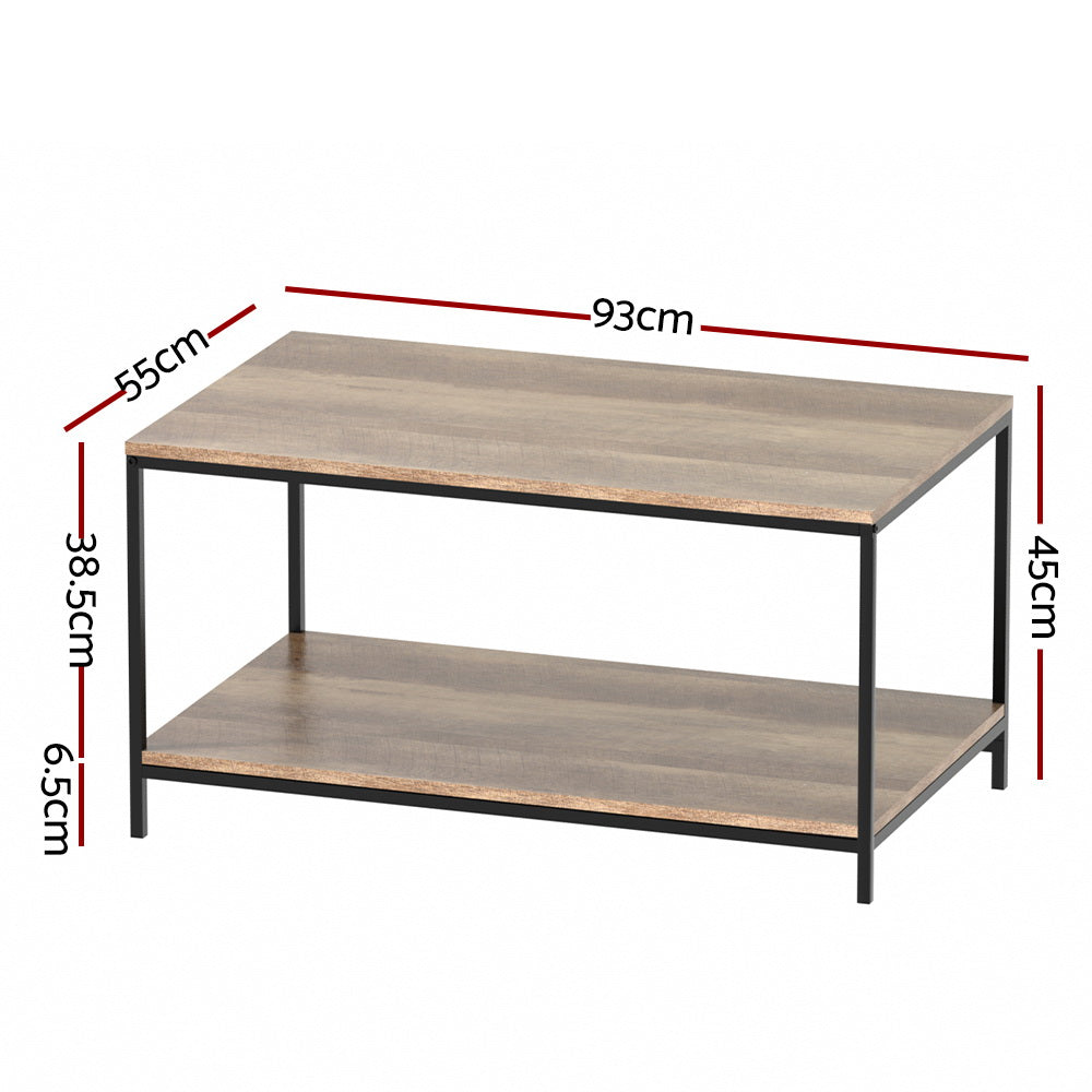 Artiss Coffee Table Rectangular 93CM Walnut Olin LC-FURNI-COF01-WD