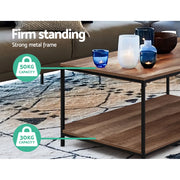 Artiss Coffee Table Rectangular 93CM Walnut Olin LC-FURNI-COF01-WD