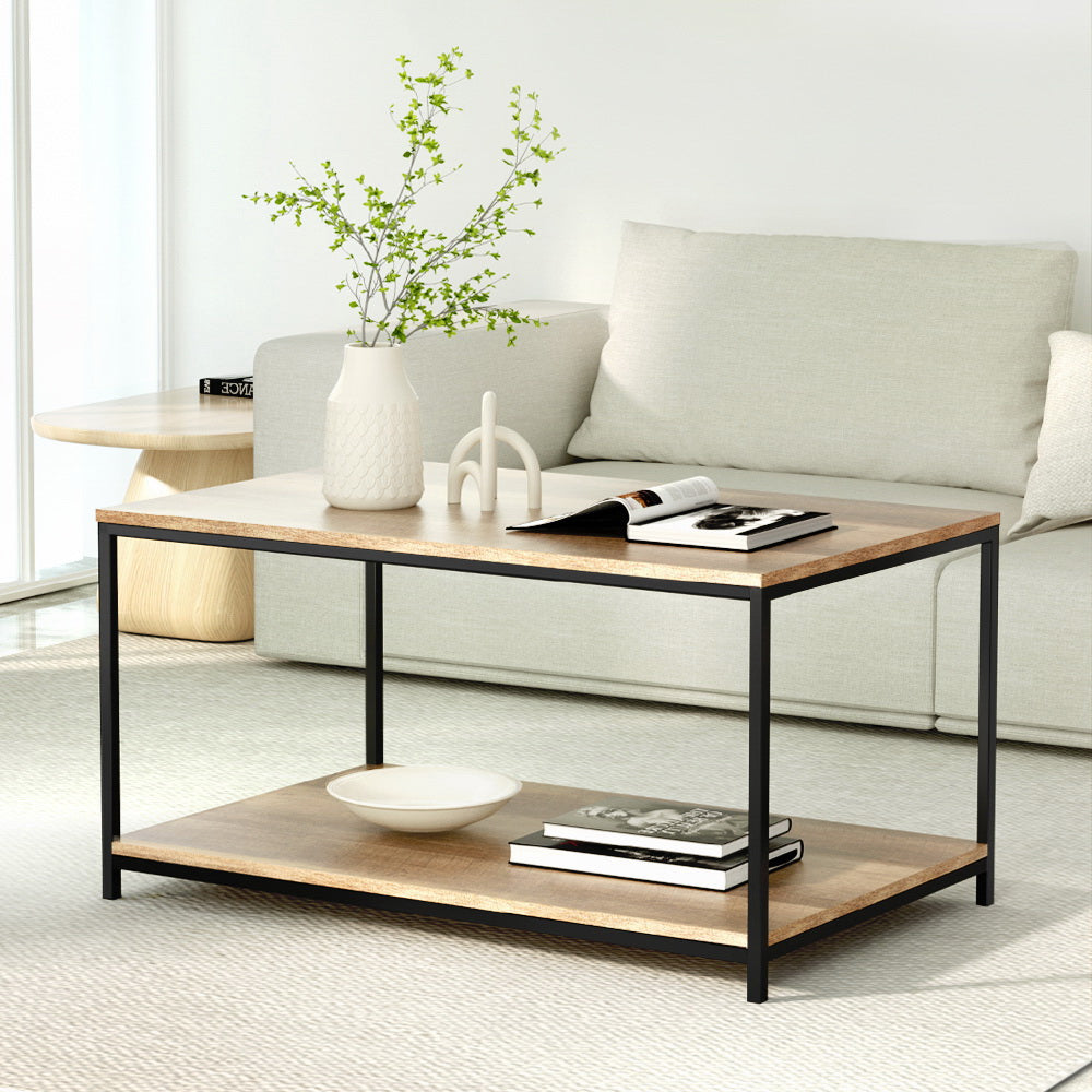 Artiss Coffee Table Rectangular 93CM Walnut Olin LC-FURNI-COF01-WD