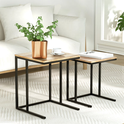 Artiss Nesting Coffee Table Sef of 2 Walnut Brok LC-FURNI-COF02-WD