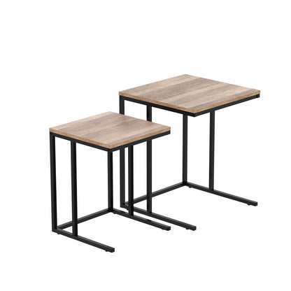 Artiss Nesting Coffee Table Sef of 2 Walnut Brok LC-FURNI-COF02-WD