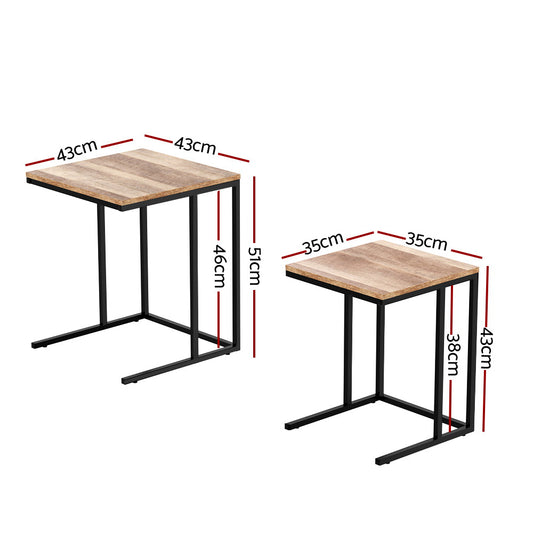 Artiss Nesting Coffee Table Sef of 2 Walnut Brok LC-FURNI-COF02-WD