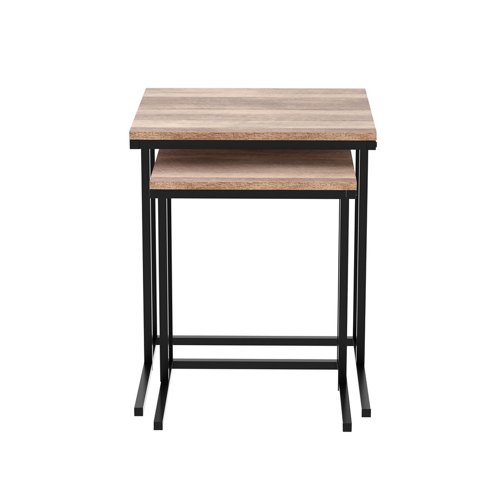 Artiss Nesting Coffee Table Sef of 2 Walnut Brok LC-FURNI-COF02-WD