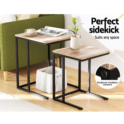 Artiss Nesting Coffee Table Sef of 2 Walnut Brok LC-FURNI-COF02-WD