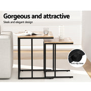 Artiss Nesting Coffee Table Sef of 2 Walnut Brok LC-FURNI-COF02-WD