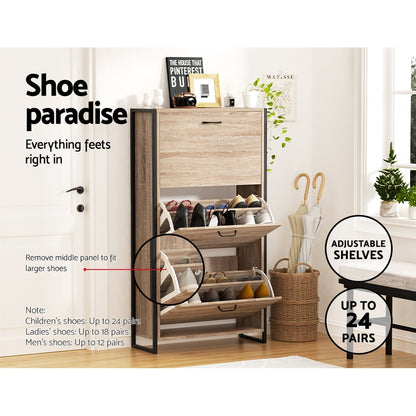 Artiss Shoe Rack Cabinet Adjustable Shelves 24 Pairs Tim LC-FURNI-SHOE01-WD